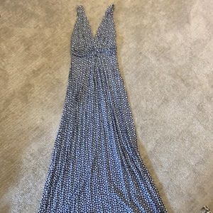 Tart navy and white pattern maxi dress